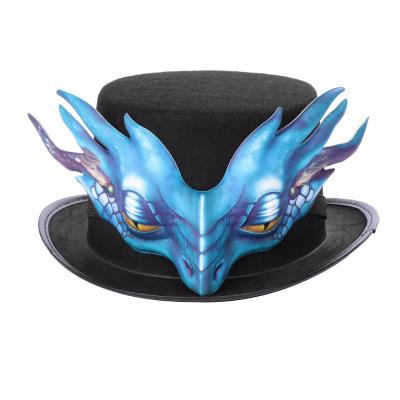 China Multi Picture Style Black Punk Top Hat With Spike Glasses For Steam Punk Glass Hat Cosplay Magic Hat With Dragon for sale