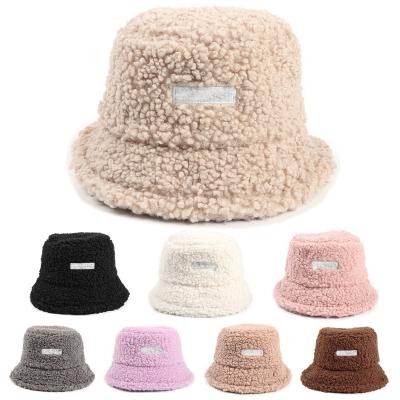 China Outdoor Fisherman Hat Bucket Hats Plush Japan And Korean Warm Fur Plush Women Teddy Lamb Wool Cute Style Winter Fashion for sale