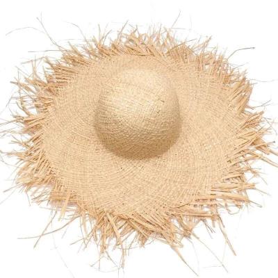 China Large Brim Striped Luxury Oversized Soft Raffia Sombreros Summer Sun Beach Straw Hat Handmade Hat for sale