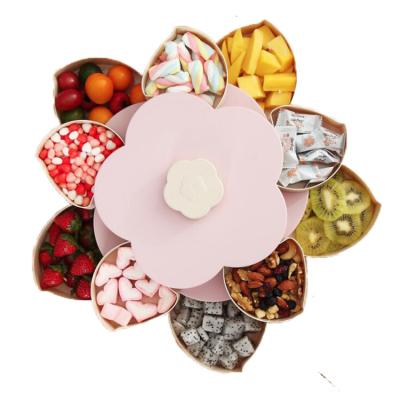 China Disposable Dried Fruit Dried Fruit Dish Candy Dish Petal Revolving Snack Storage Tray Dried Fruit Storage for sale