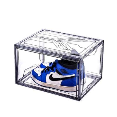 China Hot Selling Shoe Magnet Shoe Viable Stackable Sneaker Containers Plastic Transparent Clear Shoe Storage Box for sale