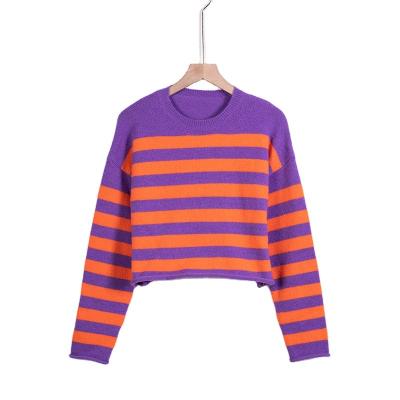 China Anti-wrinkle 2022 fashion custom  women pullover sweater striped long-sleeved red black knitted women's sweater women casual sweater dress for sale