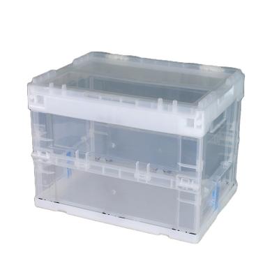 China KuYuan Viable Clear Plastic Folding Storage Turnover Box Car Large Storage Box With Door Open Plastic Box for sale