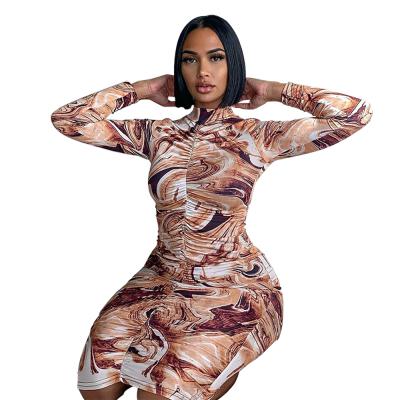 China Viable Wantmove Bends Office Women Maxi Dresses Long Sleeves Printed Formal Work Dresses Wholesale Women for sale