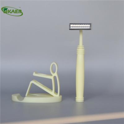 China Compatible Single Blade Razor Handle Hotel Disposable Shaving Travel Set Phone Case Holder Biodegradable Bathroom Razor for sale