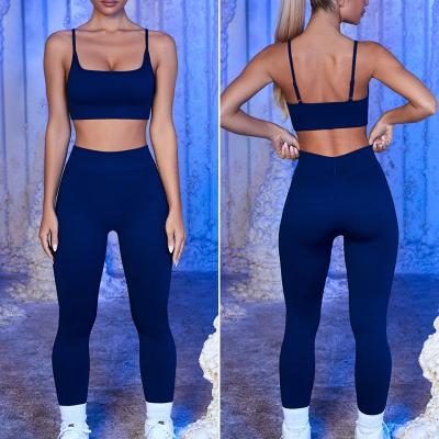 China 2022 Gym Yoga Set Fitness Wear Women Yoga Suit Bra Clothing Wholesale Two Piece Breathable Active Leggings Workout Women Seamless for sale