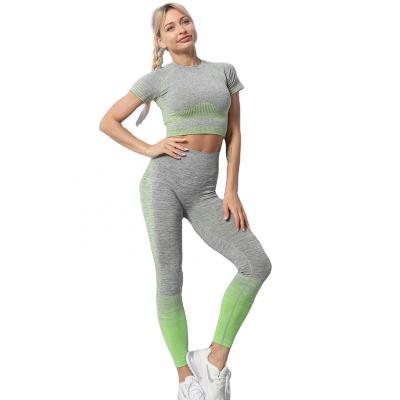 China Newest Women Fitness Clothing Sportswear Gym Multicolor Breathable Women Breathable Gym Tight Yoga Suit And Gaiters Seamless Activewear Set for sale