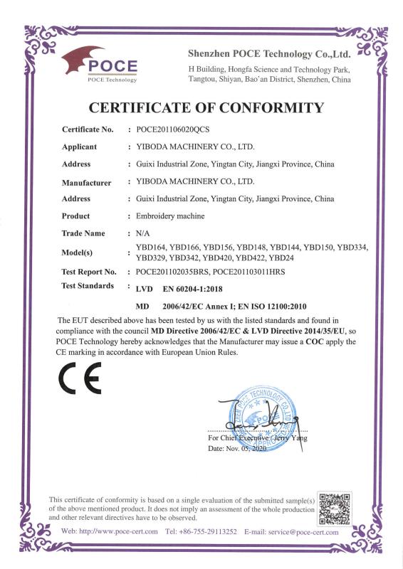 CE - Guangdong Yiboda Industrial Co., Ltd.