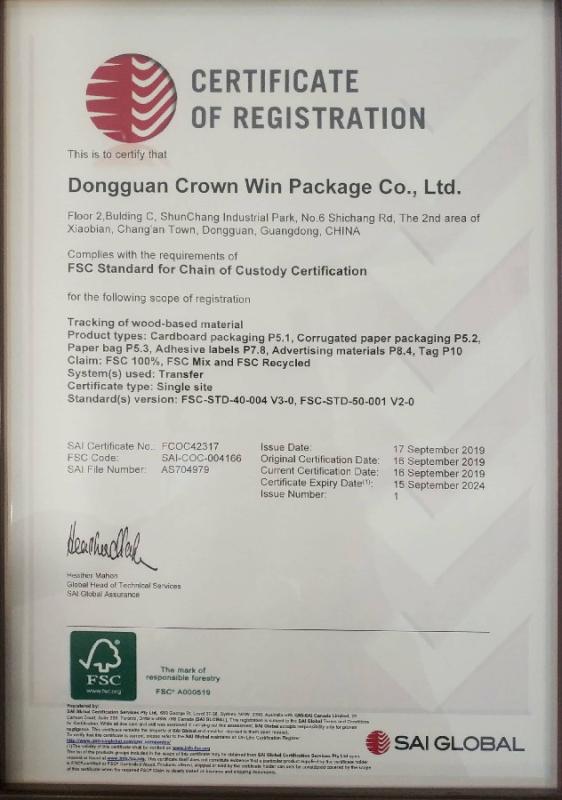 FSC - Dongguan Crown Win Package Co., Ltd.