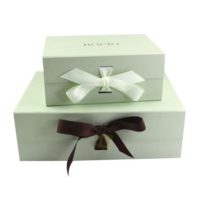 China High Quality Luxury Box Recyclable A Magnetic Folding Dress Paper Gift Box Rigid Wedding Gift Cardboard Packaging With Ribbon Closure for sale