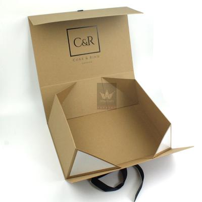 China Recycled Materials High Quality Recyclable Kraft Paper Flat Clothes Closing Magnet Paper Foldable Paper Box Custom Design Wholesale for sale