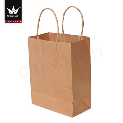 China Recyclable Custom Logo Print Wholesale Brown Kraft Paper Gift Bag With Handle Industrial Outer Item Packaging for sale