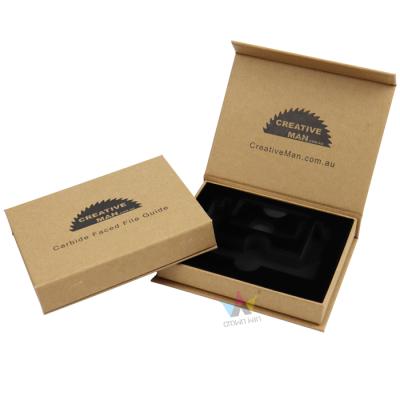 China Recyclable Custom Material Magnetic Cardboard Kraft Paper Box With Black EVA Insert for sale