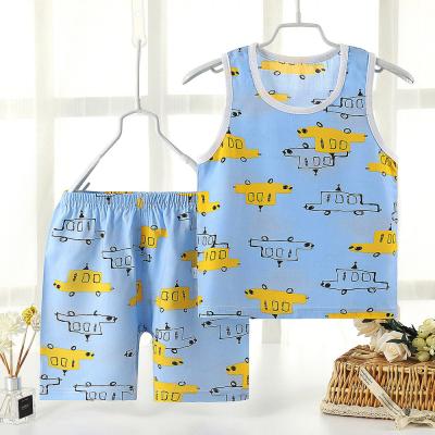 China 2021 New Children's Summer Breathable Vest Shorts Home Wear Sleeveless Pajamas for sale