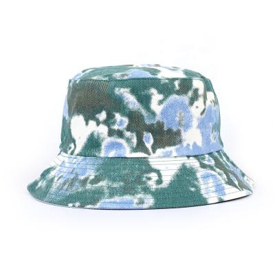 China Breathable Comfort Fashion Women Fisherman Summer Beach Foldable Custom Hat, Reversible Colorful Print Tie Dye Bucket Faded Hat for sale