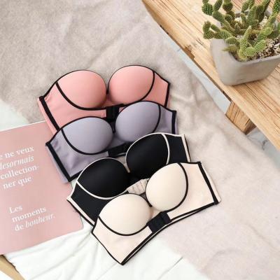 China Dropshipping Front Lift Bra Women Wedding Half Part QUICK DRY Invisible Strapless Cup Gather Seamless Lift Up Strapless Backless Bra for sale