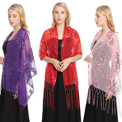 China Elegant Bridal Lady Sequin Glitter Shawl of Shinny Plain Women's Shawl Wedding Wrap Top Shawl for Party Decoration for sale