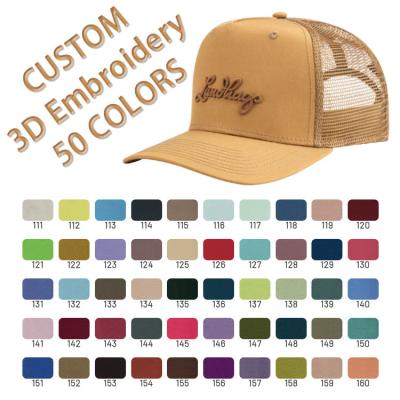 China breathable & 3d Embroidery Cotton Waterproof Trucker Caps Custom Summer Mesh Sport Adjustable 50 Colors Hats 5 Panel Baseball Hats For Men for sale