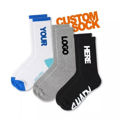 China QUICK DRY Custom Logo Cotton Black Sports Socks Men's Black Sports Socks Cycling Men's Gym Workout Terry Sports Socks Crew Bamboo For Fitness Sock 'male for sale