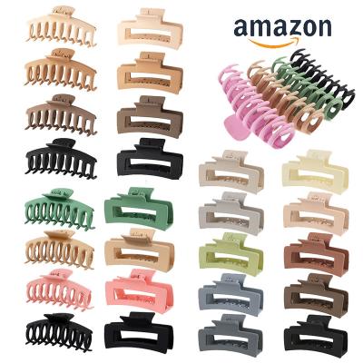 China Hot Selling Hair Accessories Fashion Plastic Hair Claw Clips Large Hair Claw Clips Various Styles Large Size Rectangular Claw Clamp For Women Hair for sale