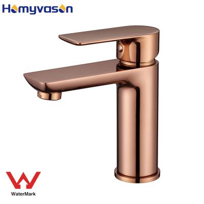 China Australia Rose Gold Brass Wash Basin Faucets Watermark Mixer Tap Metered Faucet for sale