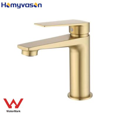 China Australian Metered Faucets Watermark Brushed Gold Hot And Cold Faucet Basin Faucets for sale