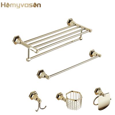 China Sustainable Luxury Designer Brass Gold Modern Fancy Bathroom Accessories Set for sale