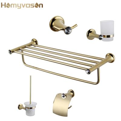 China Sustainable Washroom Stainless Steel Gold Bathroom Products Accessories Set 4 Pcs for sale