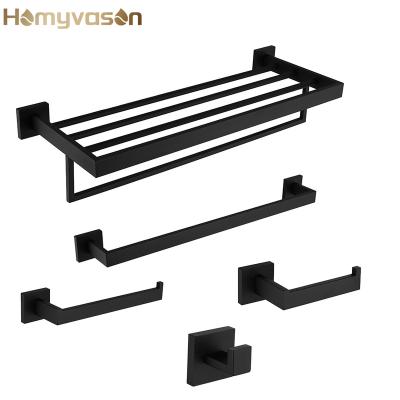 China SUS304 Toilet Accessory Black Hotel Bathroom Hardware Accessories Set Sustainable for sale