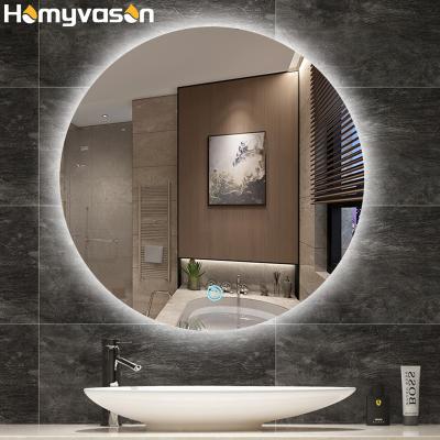 China 2022 Israel Custom Smart LED Illuminated Round Frameless Mirror For Bathroom for sale