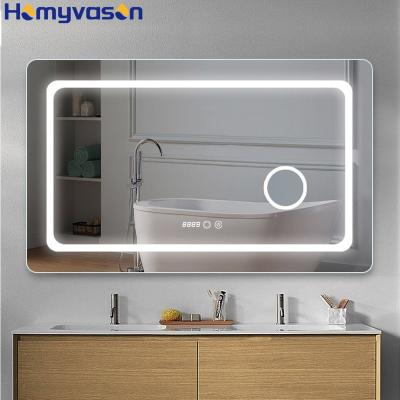 China Custom High Quality Large Illuminated LED Light Vanity Wall Dimmable Bathroom Mirror for sale