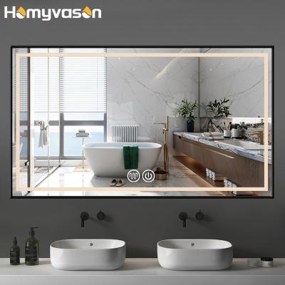 China Custom Made Bath Dimmer Wall Hanging Bathroom Homyvason Long LED Lighted Mirrors for sale