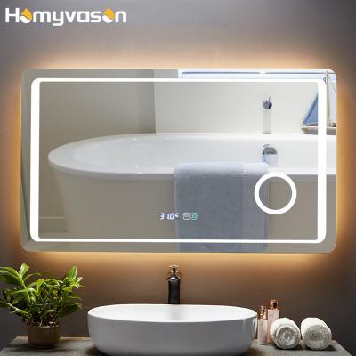 China Illuminated Custom Frameless Bathroom Touch Screen Smart Mirror With LED Light for sale