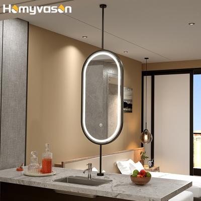 China Customized Hotel Bathroom Vanity Light Oval LED Smart Lighted Wall Mirrors for sale