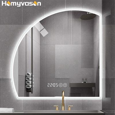 China New Arrival Luminous Frameless Irregular Smart Touch Lit Bathroom LED Mirror for sale