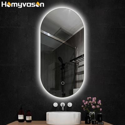 China Customized Illuminated Anti-fog Device LED Backlit Smart Touch Control Bathroom Mirror for sale