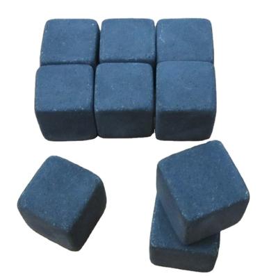 China Sustainable Natural Stone Black Tumbled Cooling Stone Cube With Black Bag And White Box for sale