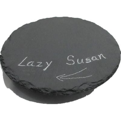 China Traditional Natural Black Stone Slate Lazy Susan for sale