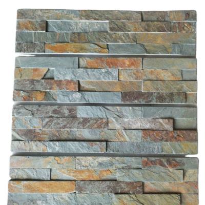 China 60*15 Rustic Natural Slate Green Rusty Culture Stone For Decorative Wall Panels for sale