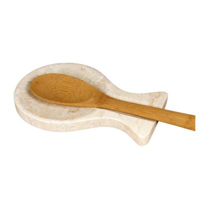 China New Product Spoon Rest Utensil Stocked Natural White Marble Holder for sale