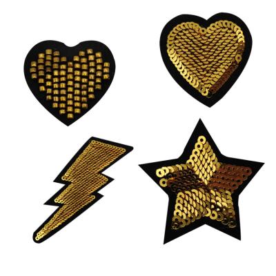 China 3D Heart Shape Sequin Embroidery Patches Embroidered Badge Iron On for sale