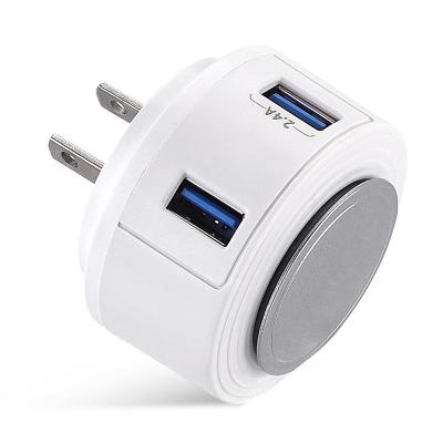 China For LVSHUO 2022 New Arrivals 2 Mobile Phone USB Charger Adapter Mobile Phone 5V 3A Left Dual Fast Charging Charger With Night Light for sale