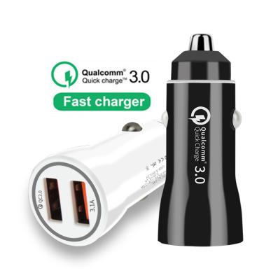 China Mobile Phone Fast Charging 3.0 Car Charger For Mobile Phone Dual Usb Car Charger QC3.0 Quick Charging Mini Usb Car Charger QC 3.0 Adapter for sale