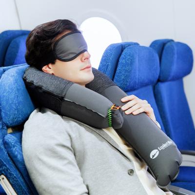 China PORTABLE Alpha U Form 2 Light In One Inflatable Neck Pillow Alpha Travel Pillow Eye Mask Travel Pillow for sale