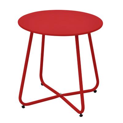 China Contemporary Large Patio Steel Patio Side Table , Weather Resistant Outdoor Round End Table for sale