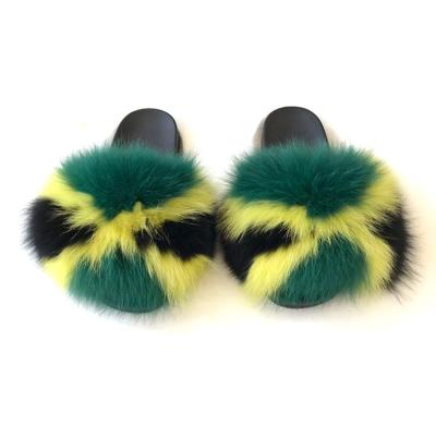 China Fashion trend factory direct sales fox fur slippers fur indoor slippers for sale