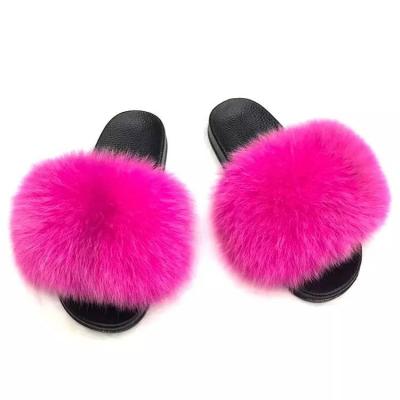 China Fashion Trend Wholesale Real Fox Slippers Luxury Women's Fox Fur Slippers for sale