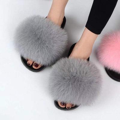 China Fashion Trend Cheap Price Fur Slides Women's Fox Fur Slides for sale