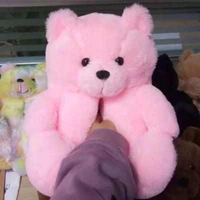 China Wholesale Cheap Rainbow Teddy Bear Slippers Fashion Trend Teddy Bear Slippers Women Teddy Bear Slippers for sale