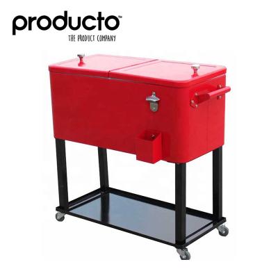 China 73L / 80QT Sustainable Metal Outdoor Picnic Table Cooler Box With Wheels for sale